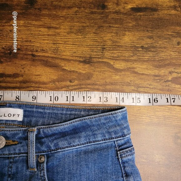 Loft Jeans Sz 4 Curvy Skinny Mid Rise Fringe Tier Hem Tummy Control - Picture 7 of 13